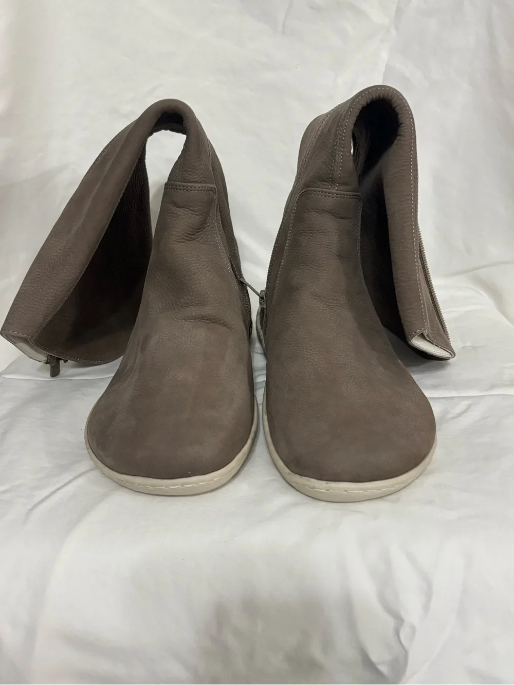 Over-the-Knee Taupe Suede Boots with Side Zip